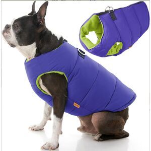 Gooby Padded Dog Vest Jacket Coat, Solid Purple, Large